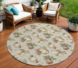 8' Beige Brown And Ivory Round Stars Washable Indoor Outdoor Area Rug - Homeroots - Flyclothing LLC