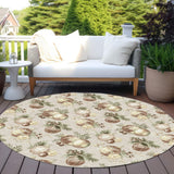 8' Beige Brown And Ivory Round Stars Washable Indoor Outdoor Area Rug - Homeroots - Flyclothing LLC