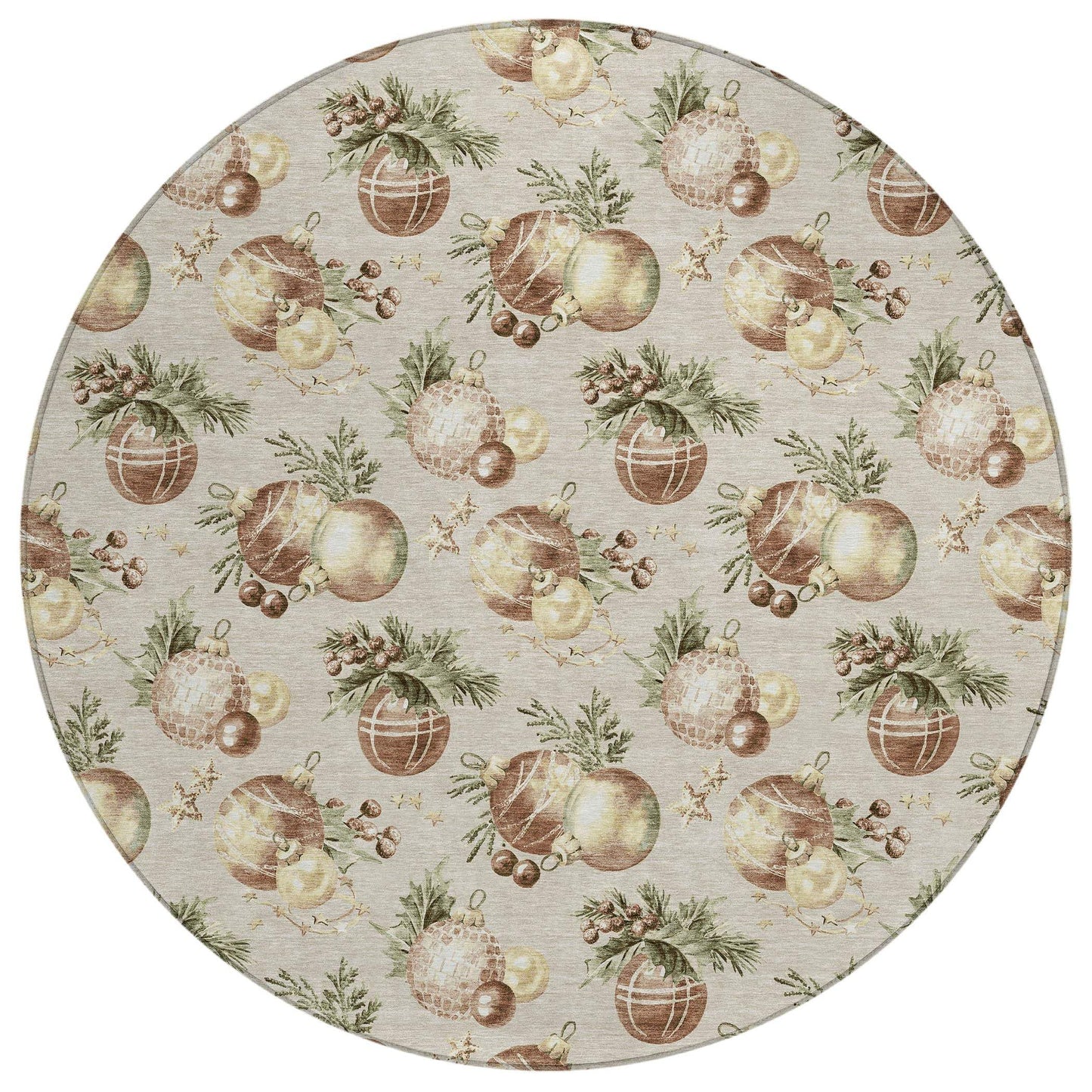 8' Beige Brown And Ivory Round Stars Washable Indoor Outdoor Area Rug - Homeroots - Flyclothing LLC