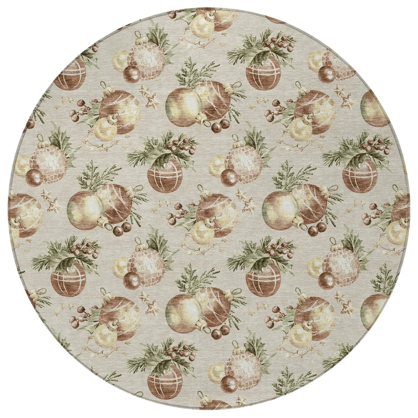 8' Beige Brown And Ivory Round Stars Washable Indoor Outdoor Area Rug - Homeroots - Flyclothing LLC