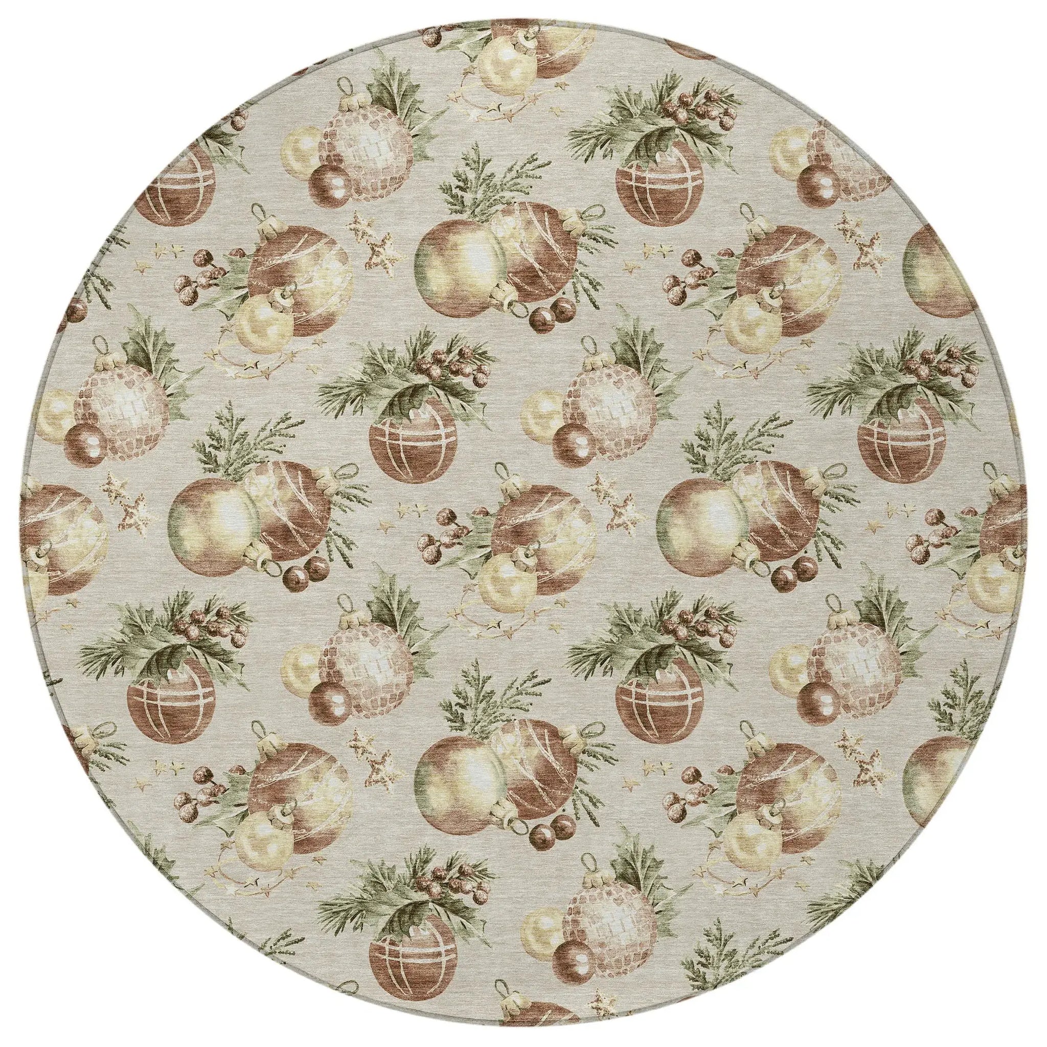 8' Beige Brown And Ivory Round Stars Washable Indoor Outdoor Area Rug - Homeroots - Flyclothing LLC