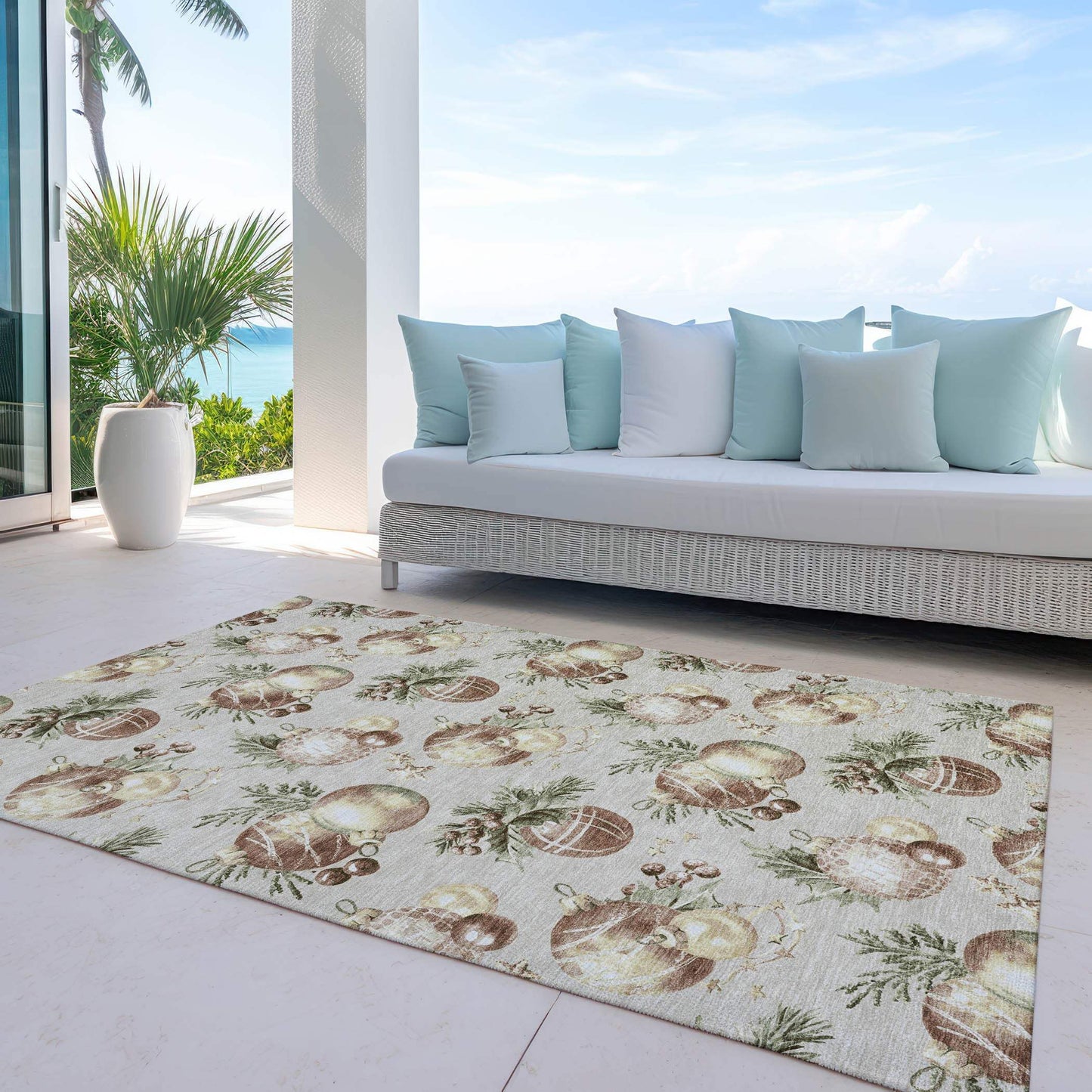 8' X 10' Beige Brown And Ivory Stars Washable Indoor Outdoor Area Rug - Homeroots - Flyclothing LLC