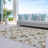 8' X 10' Beige Brown And Ivory Stars Washable Indoor Outdoor Area Rug - Homeroots - Flyclothing LLC