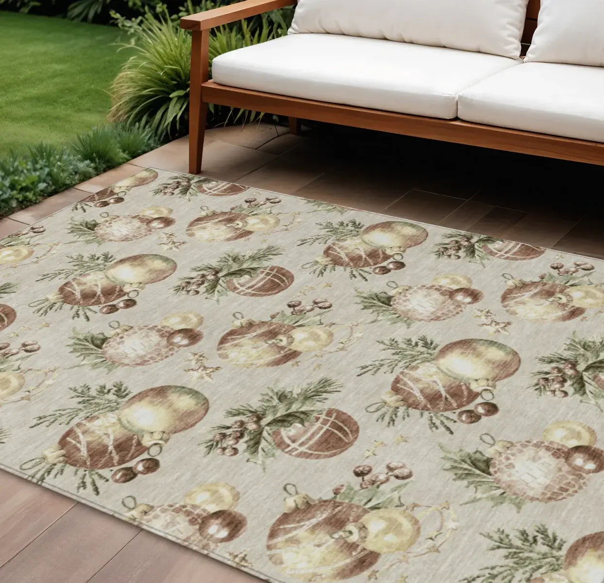 10' X 14' Beige Brown And Ivory Stars Washable Indoor Outdoor Area Rug - Homeroots - Flyclothing LLC