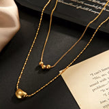 18K Gold-Plated Double Layered Necklace - Trendsi - Flyclothing LLC
