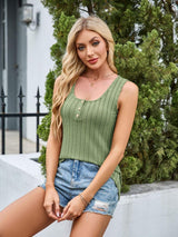 Scoop Neck Wide Strap Tank - Trendsi - Flyclothing LLC