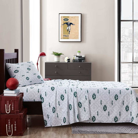 New York Jets Scatter Sheet Set Twin - Logo Brands - Flyclothing LLC