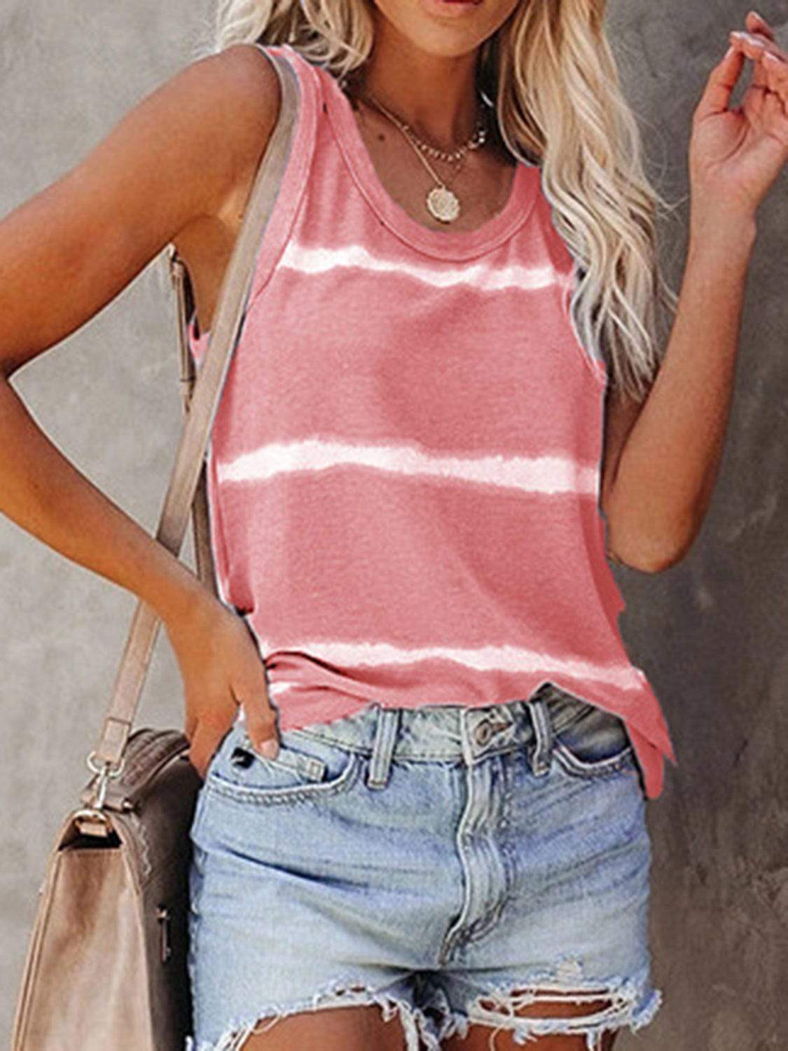 Full Size Tie-Dye Round Neck Tank - Trendsi - Flyclothing LLC