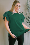 Plus Size Eyelet Round Neck Short Sleeve Blouse - Trendsi