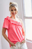 BiBi Ruffled Asymmetrical Crepe One Shoulder Top - Trendsi - Flyclothing LLC