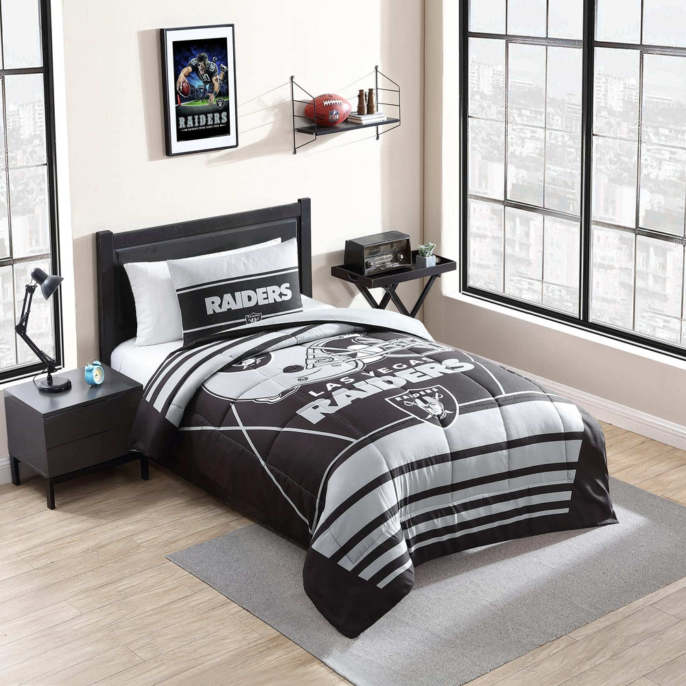Las Vegas Raiders Crosser Comforter Set Twin - Logo Brands - Flyclothing LLC