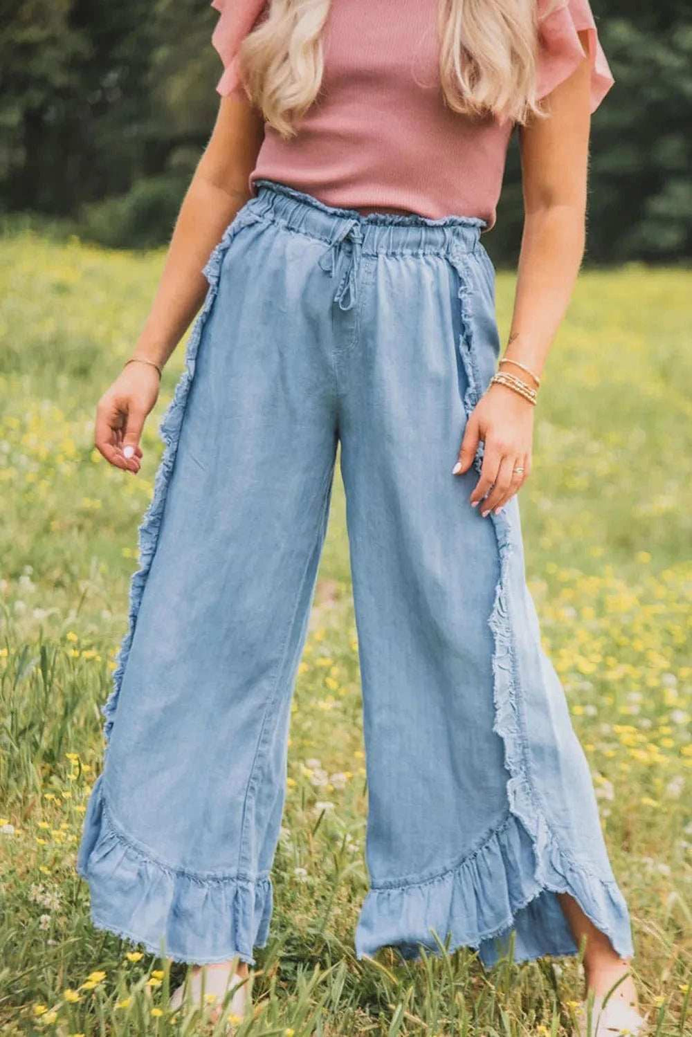 Raw Hem Wide Leg Jeans - Trendsi - Flyclothing LLC