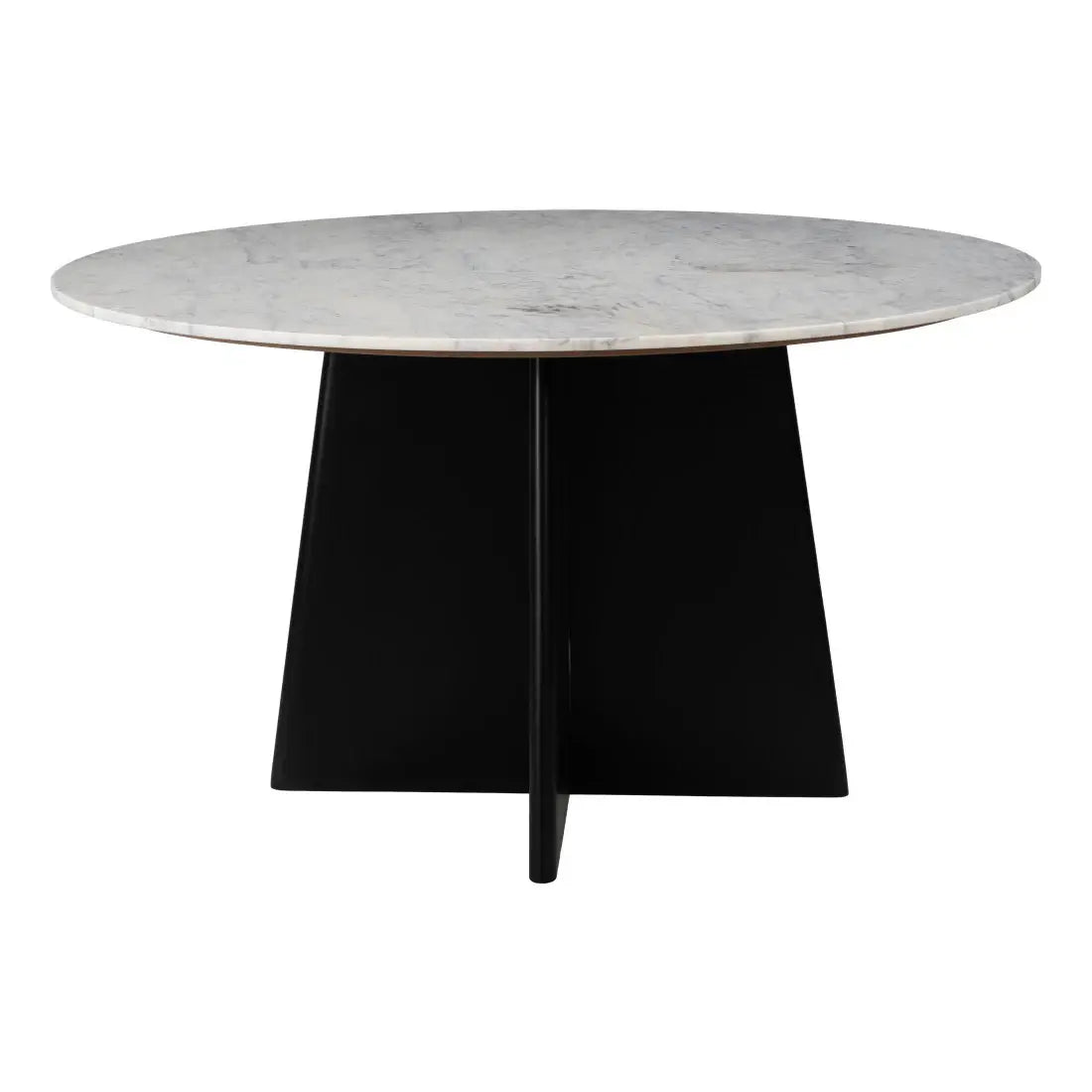51" White and Black Marble and Wood Pedestal Base Round Top Dining Table - Homeroots - Flyclothing LLC