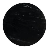 48" Black Marble and Wood Pedestal Base Round Top Dining Table - Homeroots - Flyclothing LLC