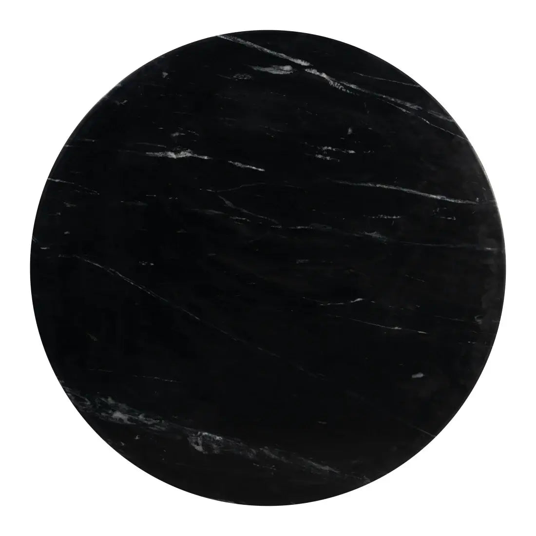 48" Black Marble and Wood Pedestal Base Round Top Dining Table - Homeroots - Flyclothing LLC