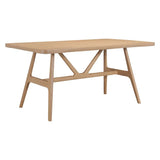 63" Natural Solid Wood Trestle Base Dining Table - Homeroots - Flyclothing LLC