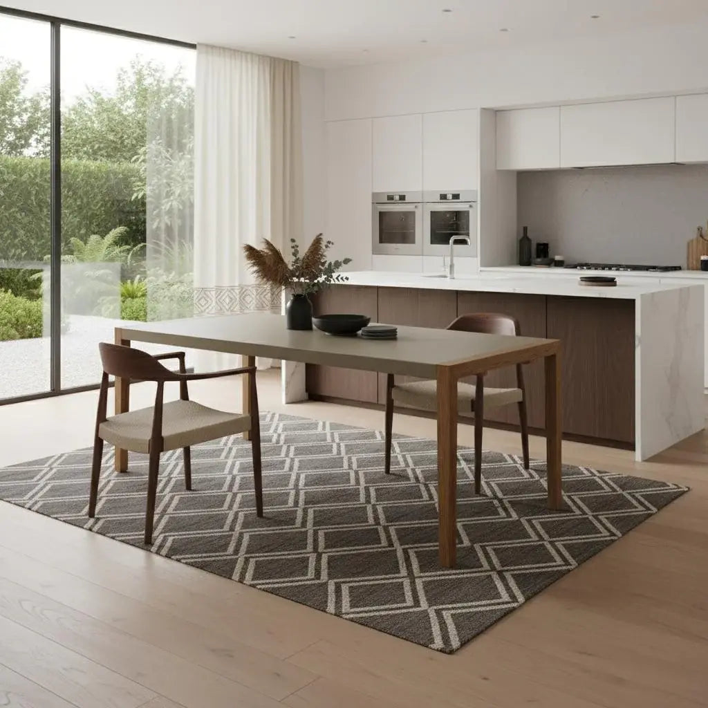79" Gray and Natural Faux Concrete and Solid Wood Dining Table - Homeroots - Flyclothing LLC