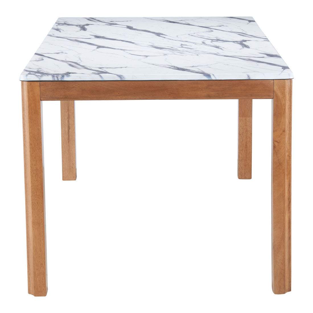 63" White and Natural Faux Marble and Solid Wood Dining Table - HomeRoots - Flyclothing LLC
