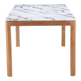 63" White and Natural Faux Marble and Solid Wood Dining Table - HomeRoots - Flyclothing LLC