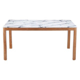63" White and Natural Faux Marble and Solid Wood Dining Table - HomeRoots - Flyclothing LLC