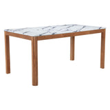 63" White and Natural Faux Marble and Solid Wood Dining Table - HomeRoots - Flyclothing LLC