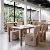 63" White and Natural Faux Marble and Solid Wood Dining Table - HomeRoots - Flyclothing LLC