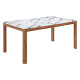63" White and Natural Faux Marble and Solid Wood Dining Table - HomeRoots - Flyclothing LLC
