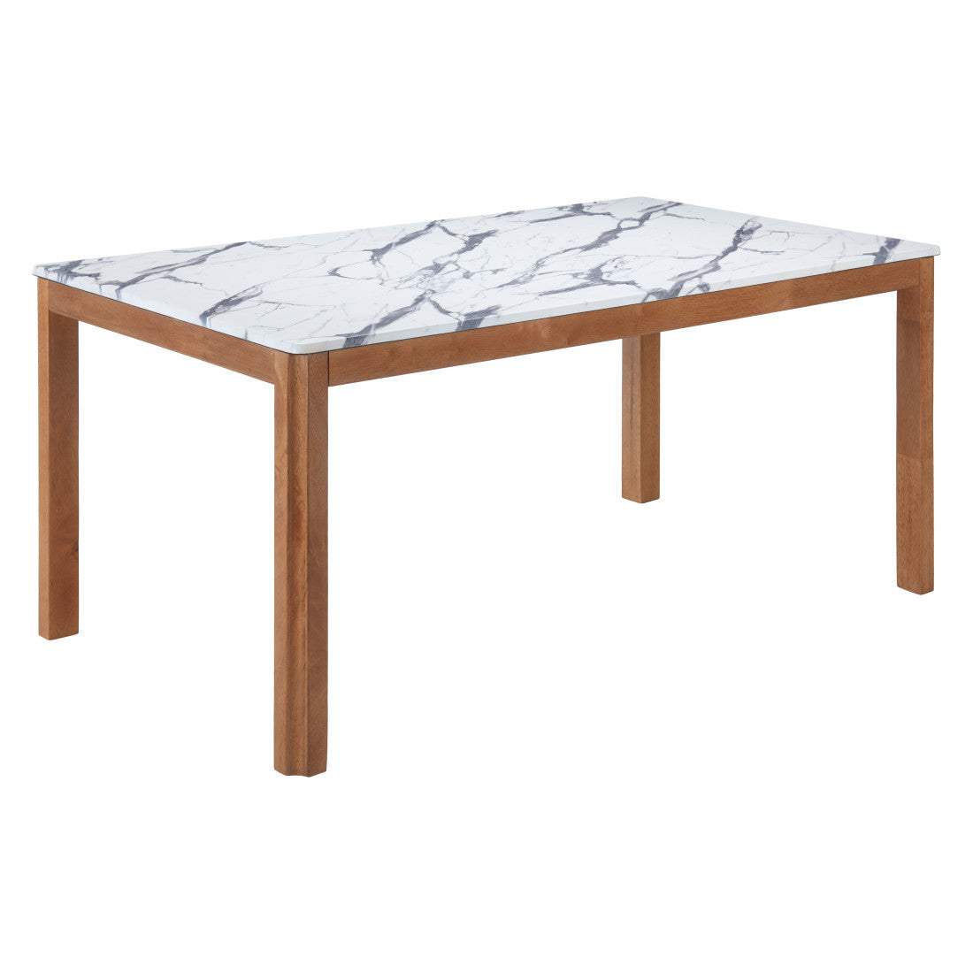 63" White and Natural Faux Marble and Solid Wood Dining Table - HomeRoots - Flyclothing LLC
