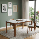63" White and Natural Faux Marble and Solid Wood Dining Table - HomeRoots - Flyclothing LLC