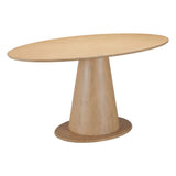 71" Natural Solid Wood Pedestal Base Oval Dining Table - Homeroots - Flyclothing LLC