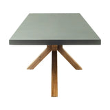 95" Gray and Natural Faux Concrete and Solid Wood Cross Leg Base Dining Table - Homeroots - Flyclothing LLC
