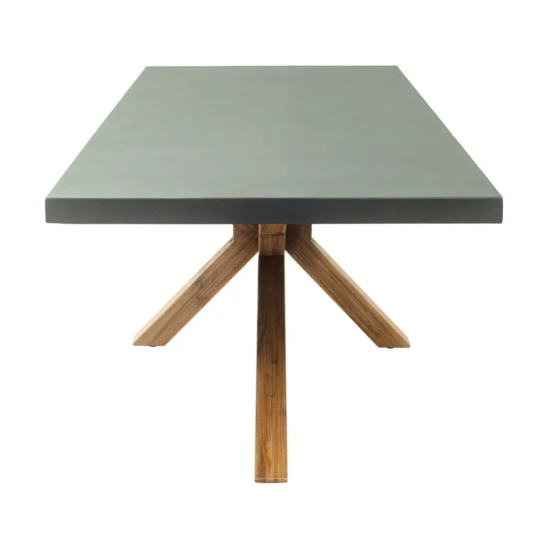 95" Gray and Natural Faux Concrete and Solid Wood Cross Leg Base Dining Table - Homeroots - Flyclothing LLC