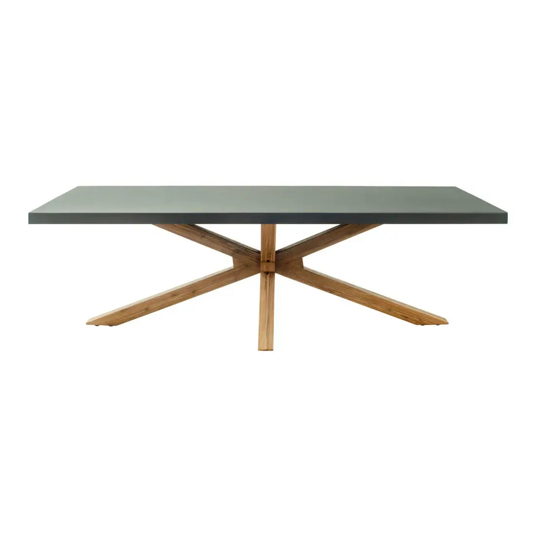 95" Gray and Natural Faux Concrete and Solid Wood Cross Leg Base Dining Table - Homeroots - Flyclothing LLC