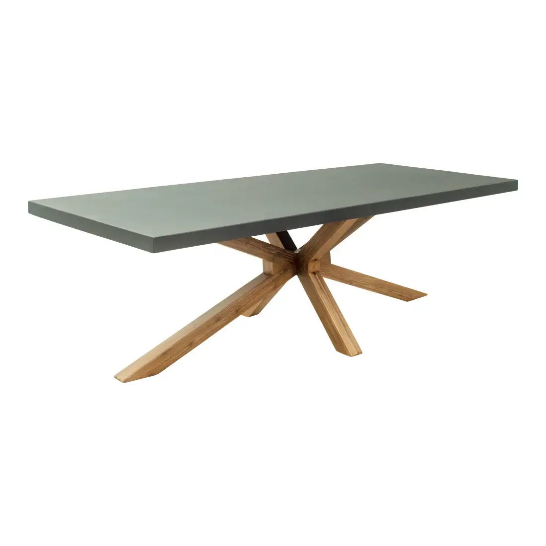 95" Gray and Natural Faux Concrete and Solid Wood Cross Leg Base Dining Table - Homeroots - Flyclothing LLC