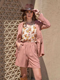 Lace Detail Collared Neck Long Sleeve Top and Shorts Set - Trendsi - Flyclothing LLC