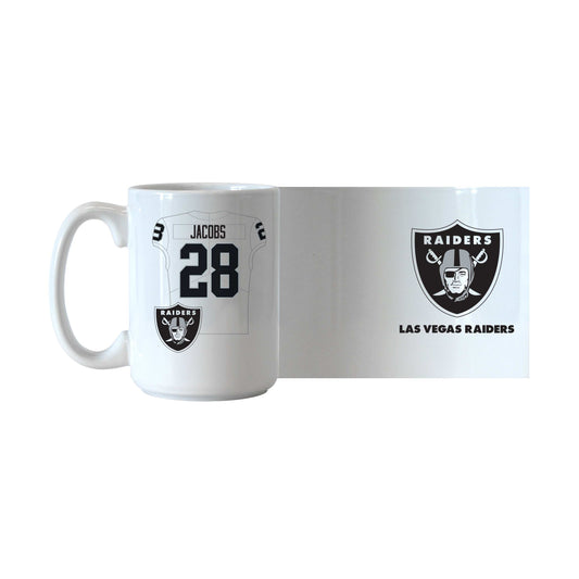 Las Vegas Raiders Josh Jacobs Jersey 15oz Sublimated Mug - Logo Brands - Flyclothing LLC