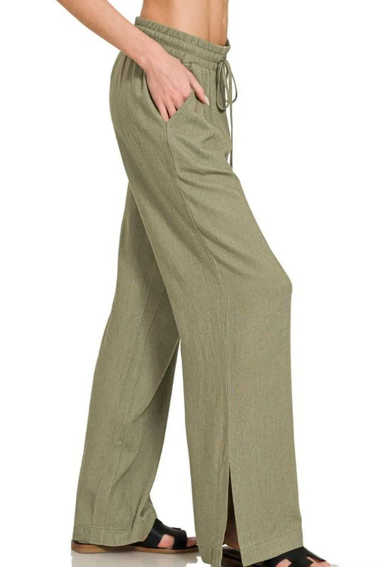 Zenana Linen Drawstring Pants - Trendsi - Flyclothing LLC