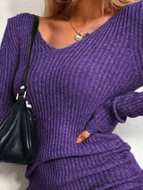 Full Size Ribbed Knit Drawstring Bodycon Sweater Dress Plus Size - Trendsi - Flyclothing LLC