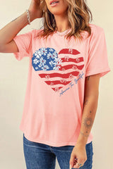 Heart Round Neck Short Sleeve T-Shirt - Trendsi - Flyclothing LLC