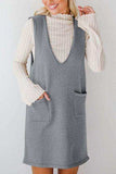 Lovelet Pocketed V-Neck Mini Sweater Overall Dress - Trendsi - Flyclothing LLC