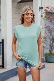 Corded Rib Round Neck T-Shirt - Trendsi - Flyclothing LLC