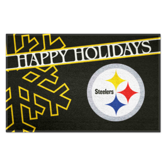 NFL - Pittsburgh Steelers Starter Mat - Happy Holidays - Logo Brands - Flyclothing LLC