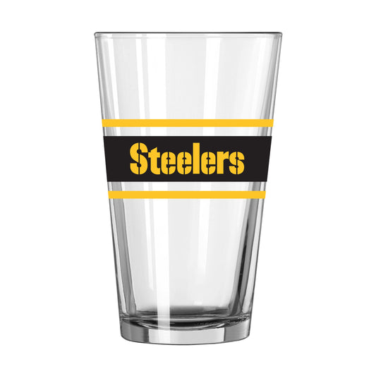 Pittsburgh Steelers 16oz Stripe Pint Glass - Logo Brands - Flyclothing LLC