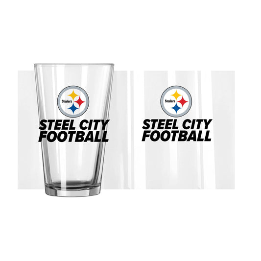 Pittsburgh Steelers 16oz Slogan Pint Glass - Logo Brands - Flyclothing LLC