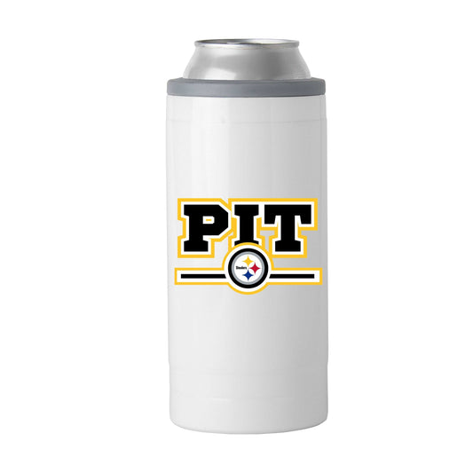 Pittsburgh Steelers Letterman 12 oz Slim Can Coolie - Logo Brands - Flyclothing LLC
