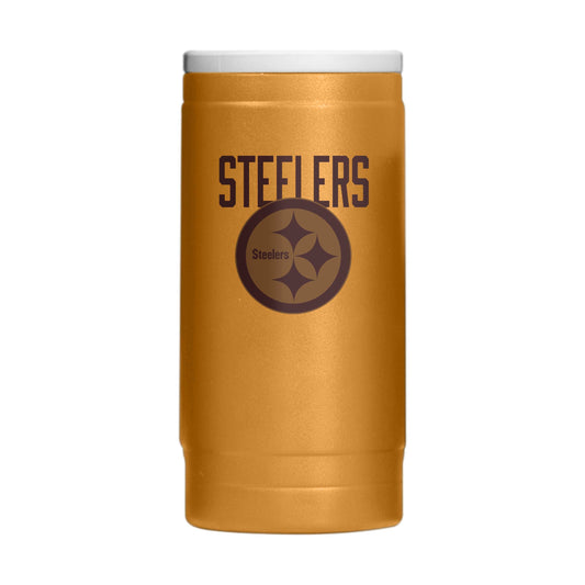 Pittsburgh Steelers Huddle Powder Coat Slim Can Coolie - Logo Brands - Flyclothing LLC