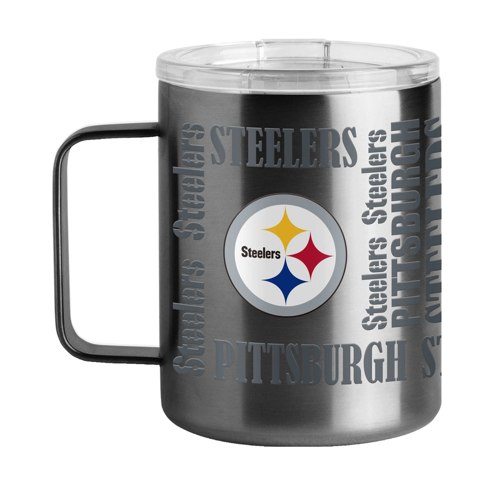Pittsburgh Steelers 15oz Replay Stainless Steel Mug - Logo Brands - Flyclothing LLC