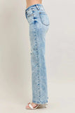 Judy Blue Full Size Hw Mineral Wash Destroy 90's Straight Jeans Plus Size - Trendsi - Flyclothing LLC