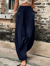 Elastic Waist Pants with Pockets - Trendsi - Flyclothing LLC