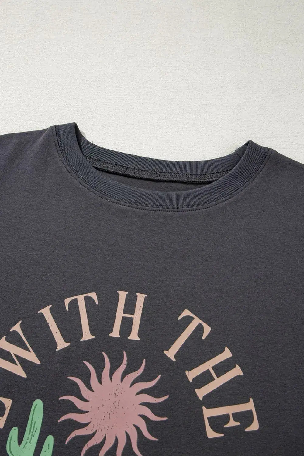RISE WITH THE SUN Graphic Round Neck Short Sleeve T-Shirt - Trendsi - Flyclothing LLC